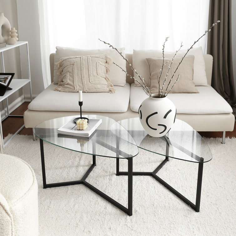 Round glass deals coffee table wayfair